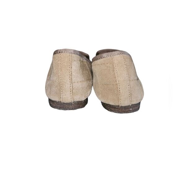 Tory Burch Suede Leather Shearling Lined Quilted Slip-on Flats Khaki Size 7 - Picture 3 of 10